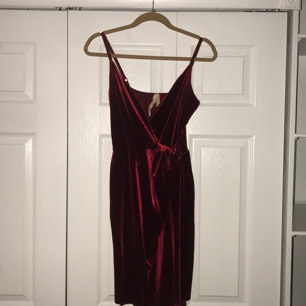 Bailey 44 Spagetti Strap Faux Wrap Velvet Dress - Picture 2 of 3